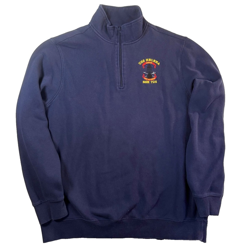 Sport-Tek Sweatshirt Mens XL USS Helena Navy 1/4 Zip Military Vintage